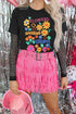 Black FLOWERS SUNSHINE COLORFUL Graphic T Shirt